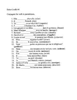 french verb conjugation worksheets by elizabeth mccracken