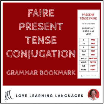 Preview of French Verb FAIRE Conjugation - Grammar Bookmark Study Notes