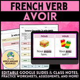 French Verb AVOIR - Google Slides, Class Notes, Activities