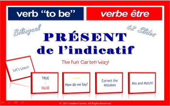 Preview of French Verb To Be - être, présent de l'indicatif, Interactive PRESENT Tense