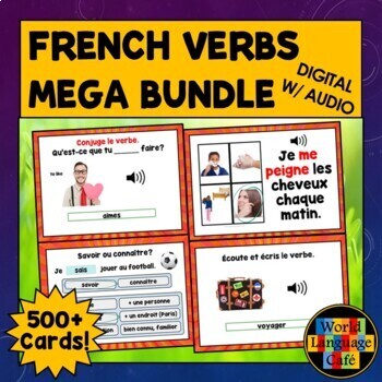 Preview of FRENCH VERBS BOOM CARDS BUNDLE ⭐ French Boom Cards ⭐ Reflexives ER IR RE Verbs