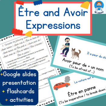 Preview of French Verbs Etre and Avoir Expressions - Flashcards and activities 