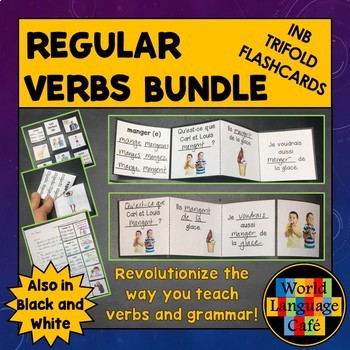 Preview of French Verbs Flashcards Interactive Notebook ER IR RE Verbs Trifolds