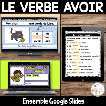 Preview of French Verbs - Verbe AVOIR - Ensemble Google Slides - Digital