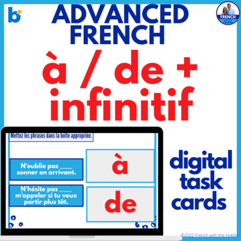 Preview of French Verbs + à de + Infinitives Boom™ Digital Task Cards verbe à de infinitif