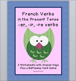 French Verbs in the Present Tense - 3 Worksheets and a Bat