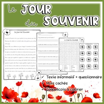 Preview of French Veteran's Day Activities | Jour du Souvenir - Activités