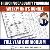 French Vocabulary Activity Year Long Bundle - Writing, Spe