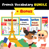 French Vocabulary BUNDLE - Clothes, Animals & Food unit + 