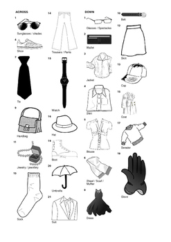 Grønne bønner Årvågenhed konstant French Vocabulary - Clothing and Accessories - Crossword Puzzle by Puzzle Me