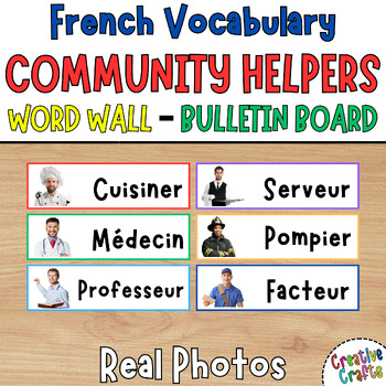 Preview of French Vocabulary Community Helpers Word Wall & Bulletin Board
