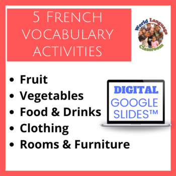 Preview of French Vocabulary Digital, Google Slides™ Activities Bundle
