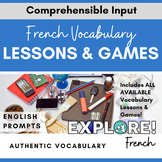 French Vocabulary EDITABLE Lessons & Games Bundle (w/Engli