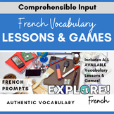 French Vocabulary EDITABLE Lessons & Games Bundle (w/Frenc