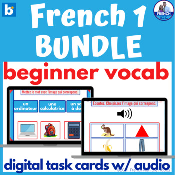 Preview of French Year 1 Vocabulary with Boom™ Digital Task Cards BEGINNER BUNDLE