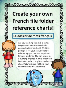 Preview of French Vocabulary Reference Pages  Le Dossier Ontario French Curriculum
