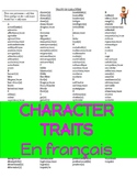 French Vocabulary - TRAITS DE CARACTERE - CHARACTER TRAITS