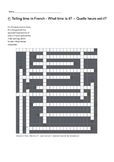 French Vocabulary - Telling Time Crossword Puzzle