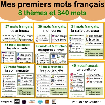 Preview of Mes premiers mots - Basic French Vocabulary Word Wall Bundle