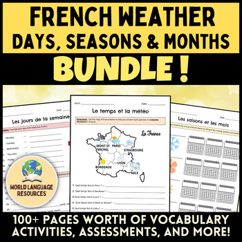 Preview of French Weather, Days of the Week, Seasons, Months BUNDLE!