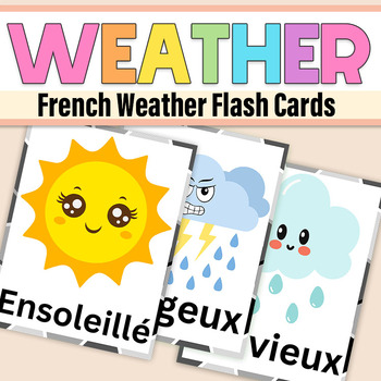 Preview of French Weather Flash Cards | La Météo Flashcards French Weather Vocabulary