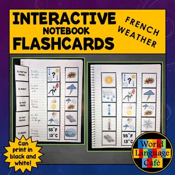 Preview of French Weather Flashcards Interactive Notebook Flashcards Le Temps