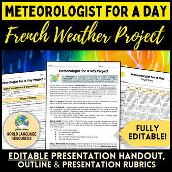 Preview of French Weather Project - Meteorologist for a Day (Le temps et la météo)