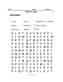 Preview of French Week PUZZLES & WORKSHEETS | Crossword, Matching, Word search + MORE