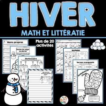 Preview of French Winter Activities & Game - Hiver - Activités - Nombres, pluriel, écriture