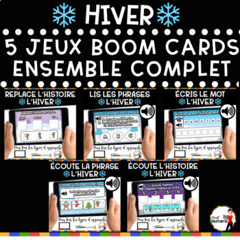 Preview of French Winter BOOM Cards - Distance Learning - BUNDLE 5 Jeux (Thème HIVER)