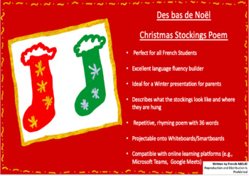 Preview of French Winter/Christmas Poem - Des bas de Noël - Christmas Stockings