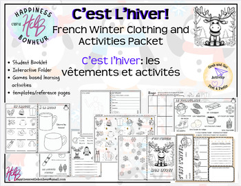 Preview of FSL/Core French Winter Clothing and Activities Set - No Prep - C'est L'Hiver