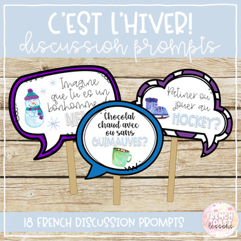 Preview of French Winter Discussion Prompts | L'hiver
