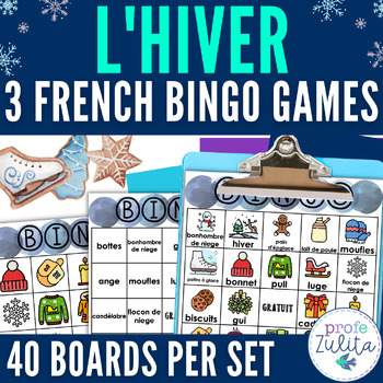 Preview of French Christmas & Winter Holiday Activity -  L'hiver BINGO Games