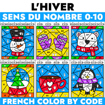 Preview of French Winter Number Sense 0-10 - Math Activities - Sens du nombre - L'hiver