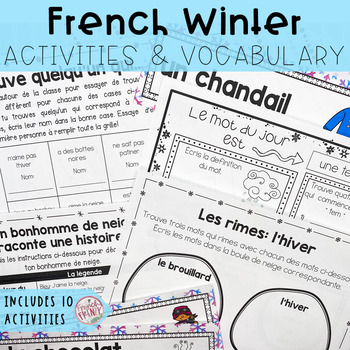 Preview of French Winter Package & Vocabulary (HIVER) - PRINTABLE & DIGITAL