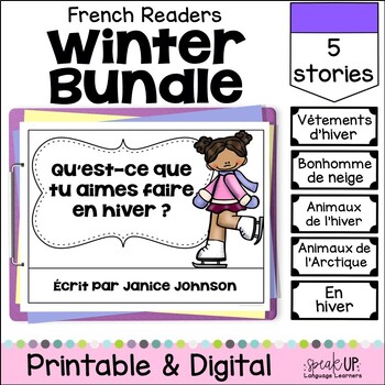 Preview of French Winter - l'hiver Readers & Activities Bundle Print & Boom Cards w Audio