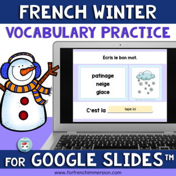 Preview of French Winter Vocabulary Activity for Digital Google Slides™ | HIVER
