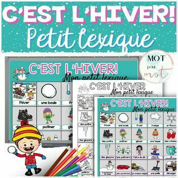 Preview of French Winter Vocabulary Dictionary |  Étude de mots Lexique de l'hiver