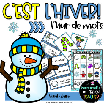 Preview of French Winter Vocabulary Word Wall/ L'hiver Français de Base/ FSL /Core French