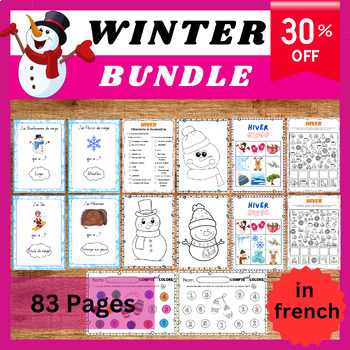 Preview of French Winter Wonderland Learning Bundle: Engaging Activities for Frosty Fun.
