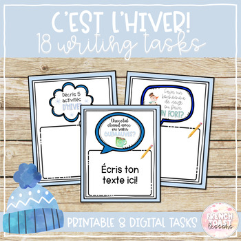 Preview of French Winter Writing Tasks | L'hiver
