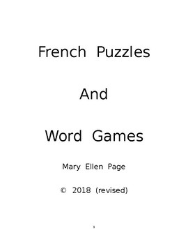 Preview of French Word Games and Puzzles