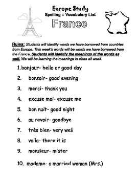 french phrase list