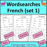 French Word Search Set 1 - mois jours couleurs famille ani