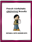 French Worksheets GROWING Bundle: 18+ Worksheets @50% off!