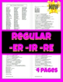French Worksheets - *NEW* French Regular Verbs -ER, -IR, -