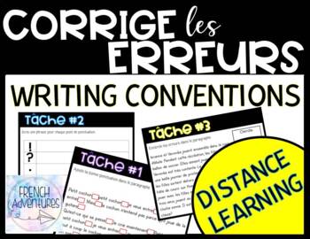 Preview of French Writing Conventions (Corrige les erreurs) for Distance Learning