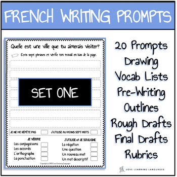 Preview of French Writing Prompts For Beginners - SET 1 - Twenty Writing Lessons