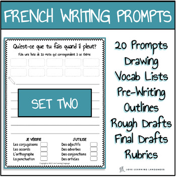 Preview of French Writing Prompts For Beginners - SET 2 - Twenty Writing Lessons